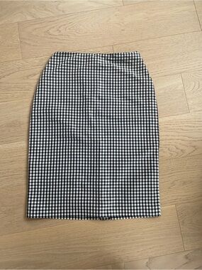 S/S 2000 Runway - Ralph Lauren Black White Gingham Silk Taffeta Pencil Skirt